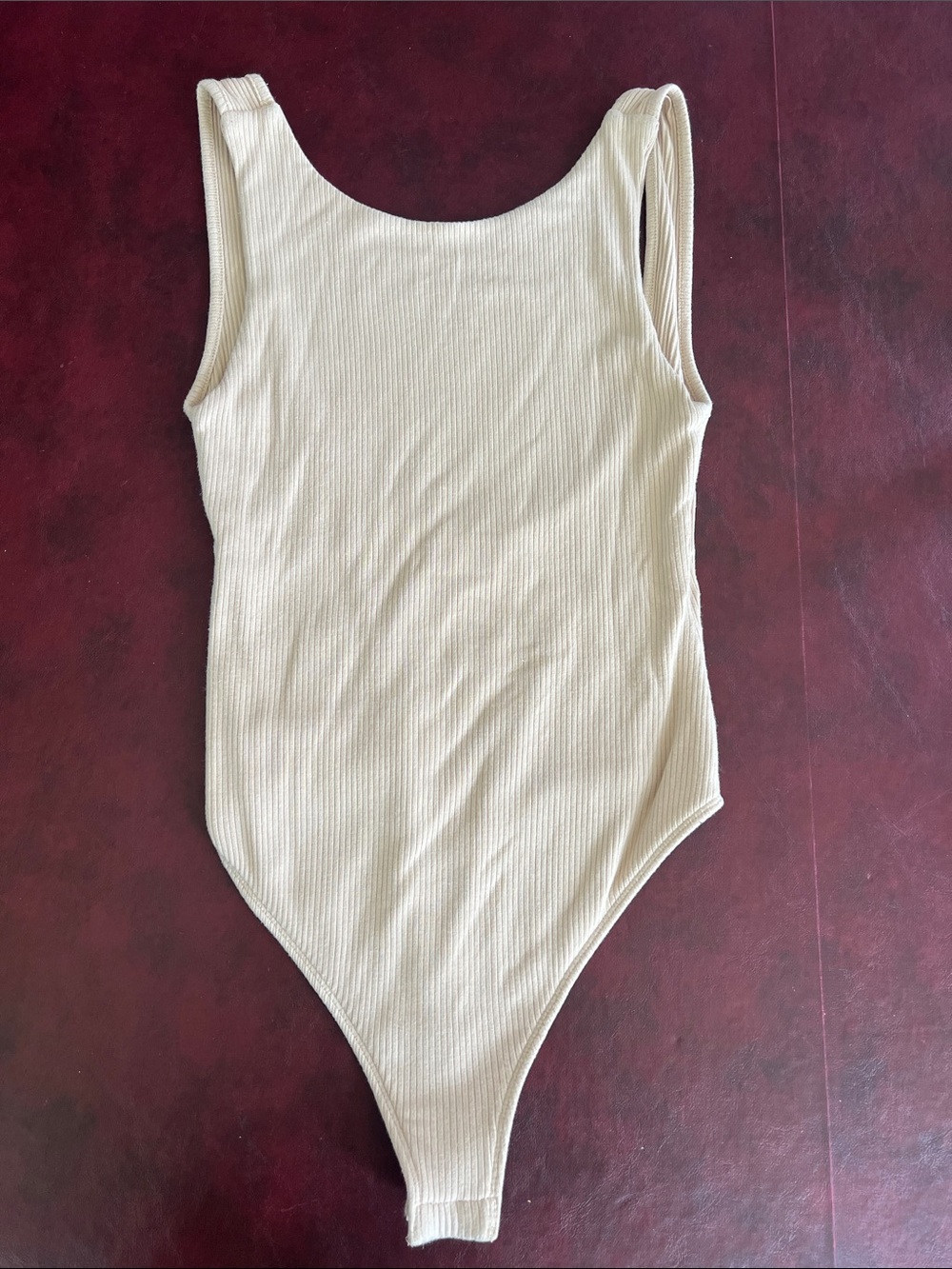 The Native One Beige Ribbed Bodysuit